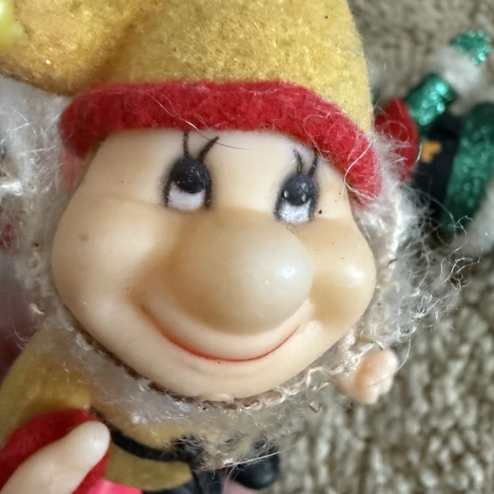 Vintage Christmas Flocked Plastic Dwarf  Ornament Hong Kong - Picture 3 of 5